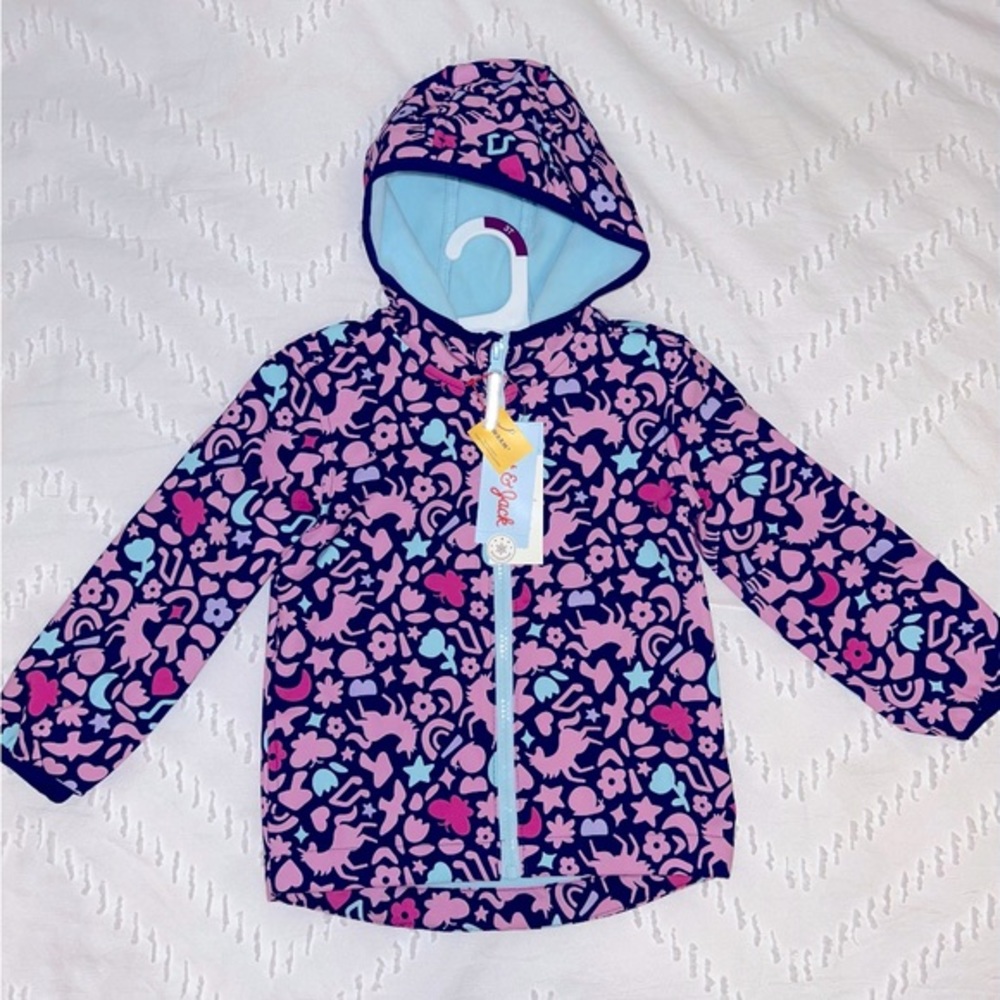 NWT Cat & Jack spring fall hoodie jacket— Navy/Pink‎ Unicorn sz 3T
